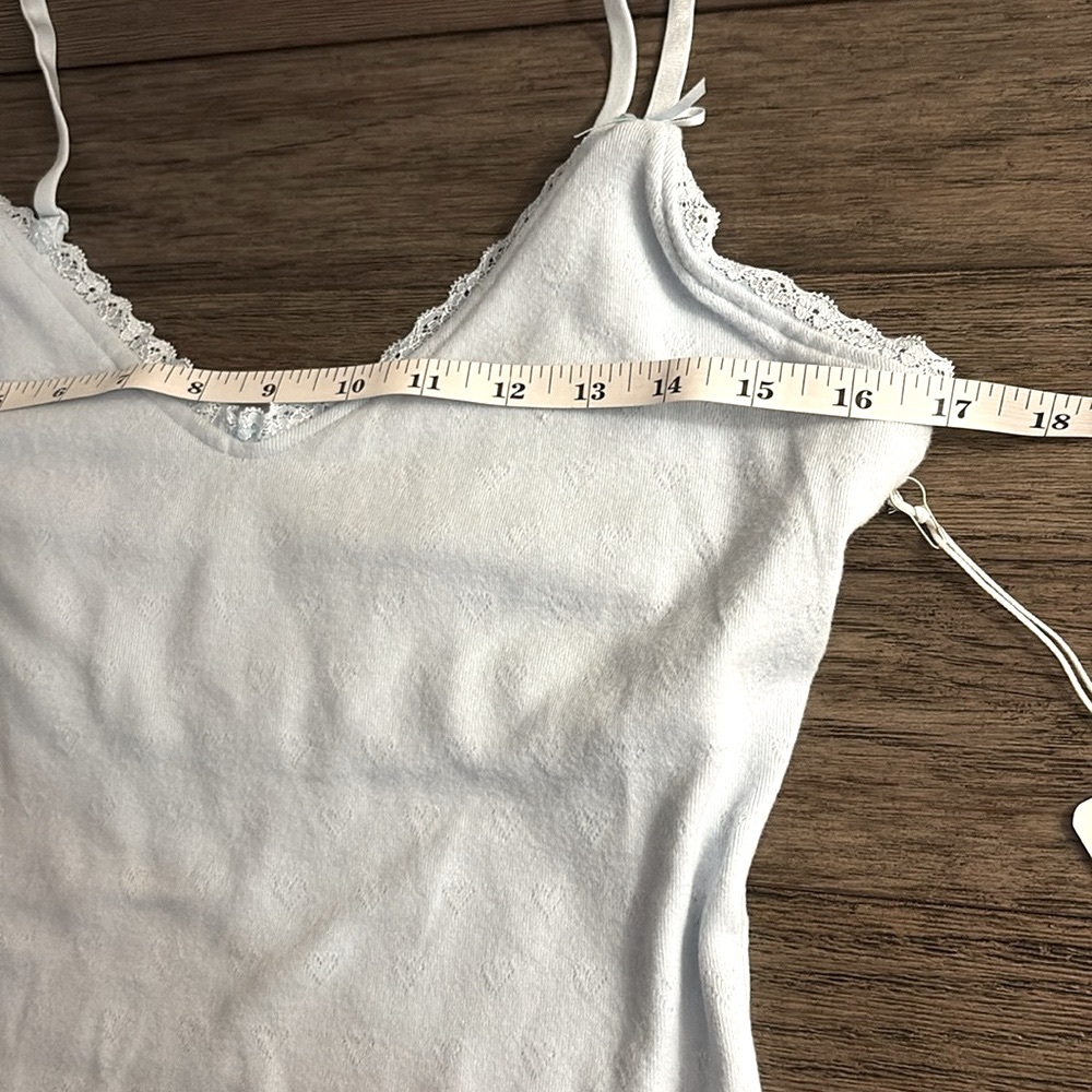 NWT [PJ Salvage] Pointelle Hearts Soft Lace Fitted Cami, Blue Haze Women’s Small - Picture 11 of 15